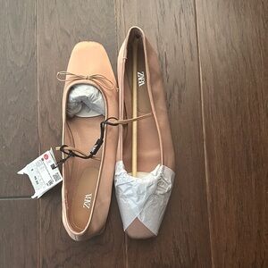 Zara Women's Blush Satin Ballet Flats